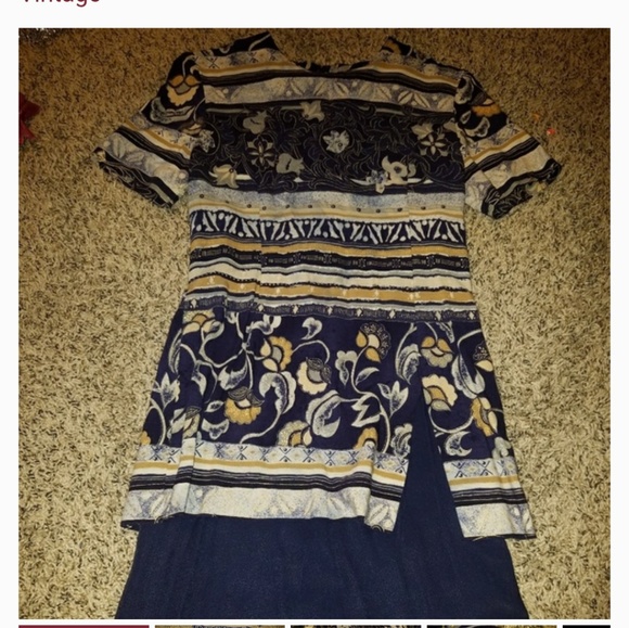Vintage Aztec Design Double Layer Floral Dress - Picture 1 of 5